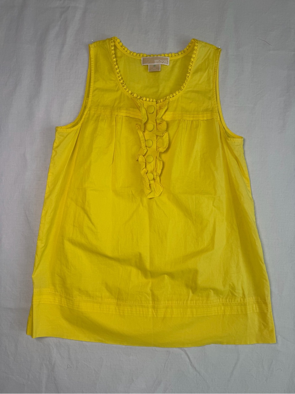 Michael Kors Bright Yellow Ruffle-Front Sleeveless Tank